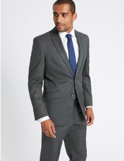 Charcoal Textured Regular Fit Suit, , catlanding