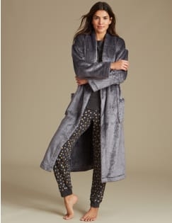 Printed Pyjama Set with Dressing Gown, , catlanding