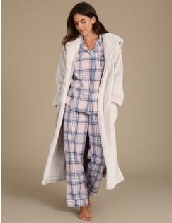Checked Pyjama Set with Dressing Gown, , catlanding