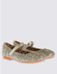 Kids' Riptape Glitter Cross Bar Shoes, SILVER, catlanding