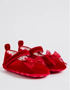 Baby Riptape Pram Shoes, DARK RED, catlanding