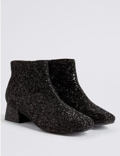 Kids&rsquo; Glitter Ankle Boots, BLACK, catlanding