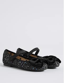 Kids' Crunch Glitter Cross Bar Shoes, BLACK, catlanding