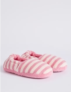 Kids&rsquo; Striped Slippers, PINK MIX, catlanding