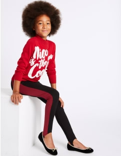 Ribbed Ponte Leggings (3-14 Years), BLACK MIX, catlanding