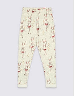 Cotton Rich Printed Joggers (3 Months - 6 Years), OATMEAL MIX, catlanding