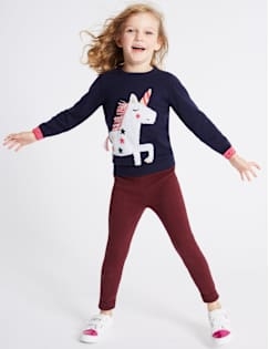 Pure Cotton Knitted Leggings (3 Months - 6 Years), RED, catlanding