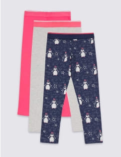 3 Pack Cotton Leggings with Stretch (3 Months - 5 Years), NAVY MIX, catlanding