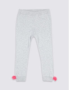 Pure Cotton Knitted Leggings (3 Months - 6 Years), SILVER MIX, catlanding