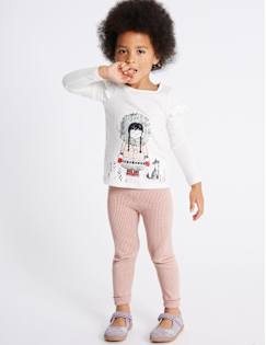 Pure Cotton Knitted Leggings (3 Months - 6 Years), PINK, catlanding