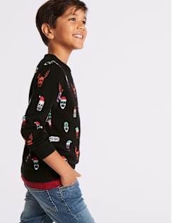 Pure Cotton All Over Skull Print Jumper (3-14 Years), MULTI, catlanding