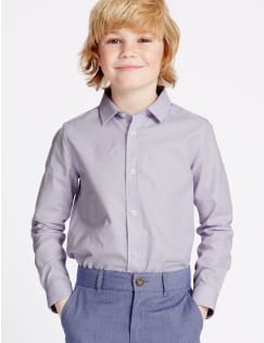 Pure Cotton Textured Shirt (3-14 Years), LILAC, catlanding